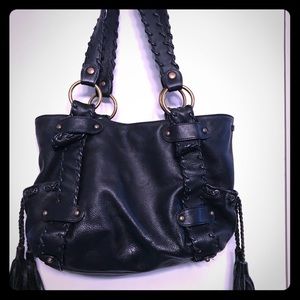 Leather black large pocketbook